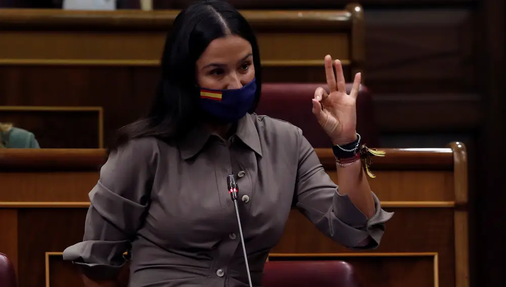 La diputada de Vox, Mireia Borrás Pabón durante una sesión de control al Gobierno en el Congreso