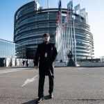 Carles Puigdemont, frente al europarlamento en Estrasburgo (Francia)
