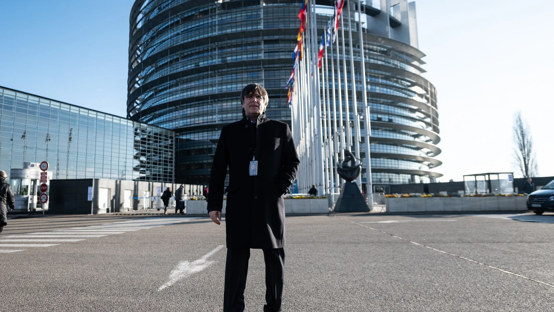 Carles Puigdemont, frente al europarlamento en Estrasburgo (Francia)