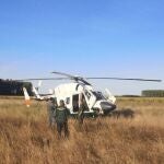 Helicóptero de la Guardia Civil que busca al desaparecido de Zamora