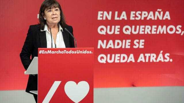 La presidenta del PSOE, Cristina Narbona, durante la rueda de prensa ofrecida tras la reunión de la Ejecutiva Federal del partido