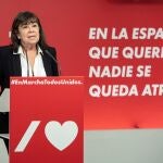 La presidenta del PSOE, Cristina Narbona, durante la rueda de prensa ofrecida tras la reunión de la Ejecutiva Federal del partido