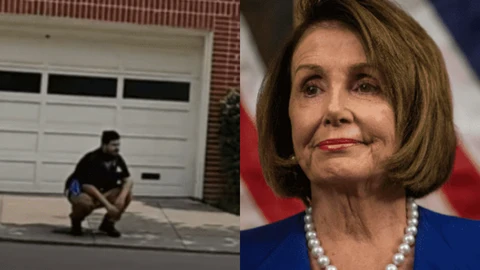Captura donde se ve al YouTuber defecando frente a la entrada de la casa de Nancy Pelosi en San Francisco