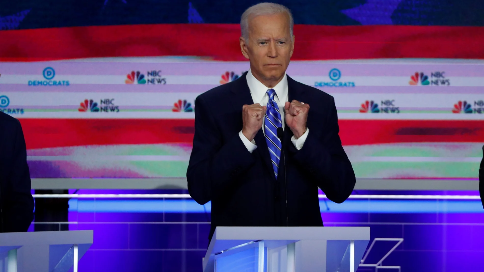FILE PHOTO: Former Vice President Joe Biden speaks during the second night of the first U.S. 2020 presidential election Democratic candidates debate in Miami, Florida, U.S.