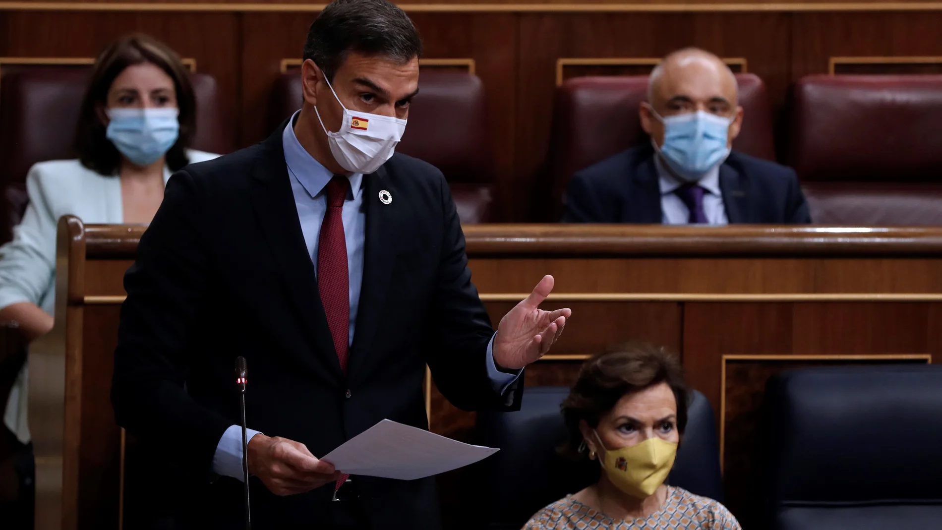 El presidente del Gobierno, Pedro Sánchez durante su intervención en la sesión de control al Gobierno