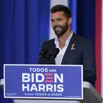 Performer Ricky Martin speaks during a Hispanic Heritage Month event featuring Democratic presidential candidate former Vice President Joe Biden, Tuesday, Sept. 15, 2020, at Osceola Heritage Park in Kissimmee, Fla. (AP Photo/Patrick Semansky)