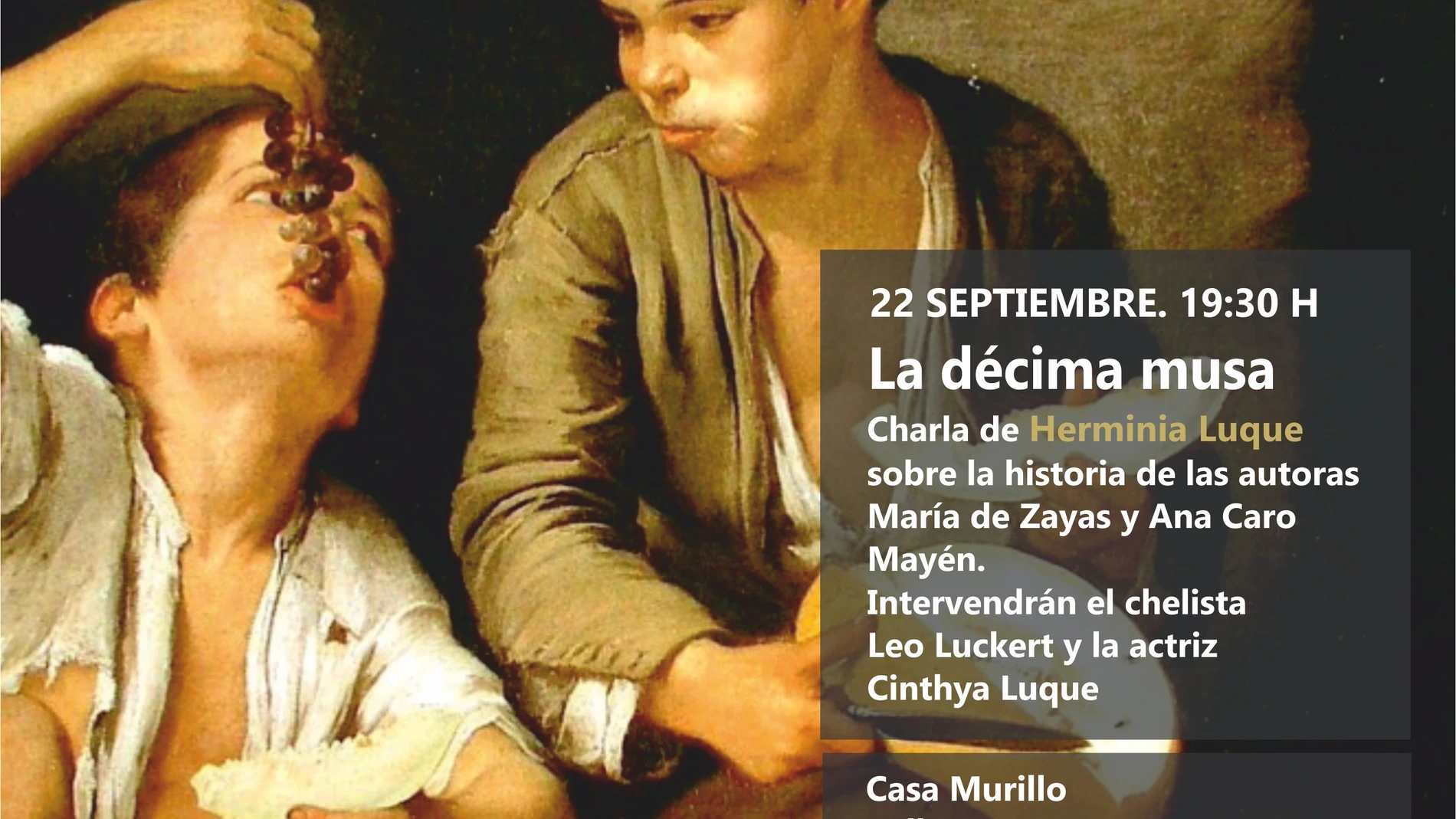 Cartel anunciador de la conferencia "La décima musa" con Herminia Luque