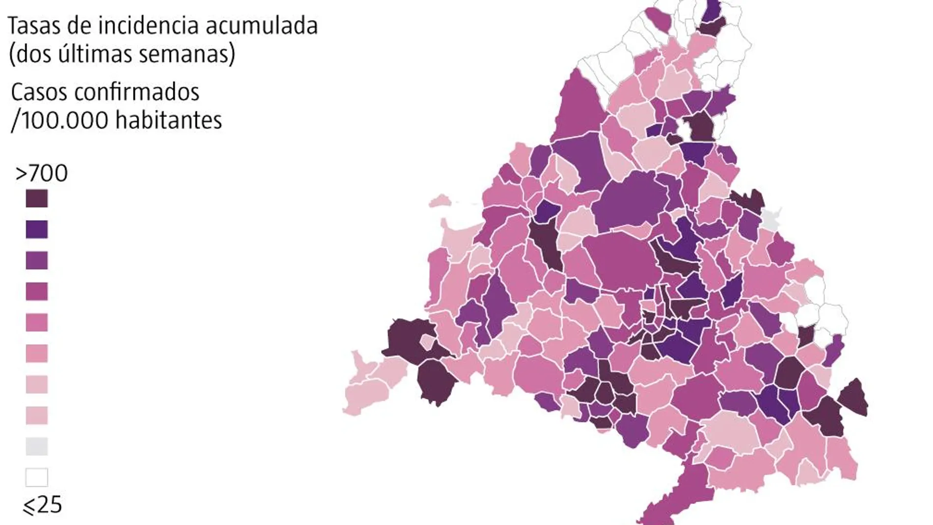 Covid por pueblos y distritos Madrid