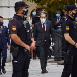 El presidente de la Generalitat, Quim Torra, a su llegada al Tribunal Supremo este jueves en Madrid junto a Pere Aragonés.