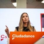 La portavoz de la Ejecutiva nacional de Ciudadanos, Melisa Rodríguez, en rueda de prensa en la sede del partido.CIUDADANOS21/09/2020