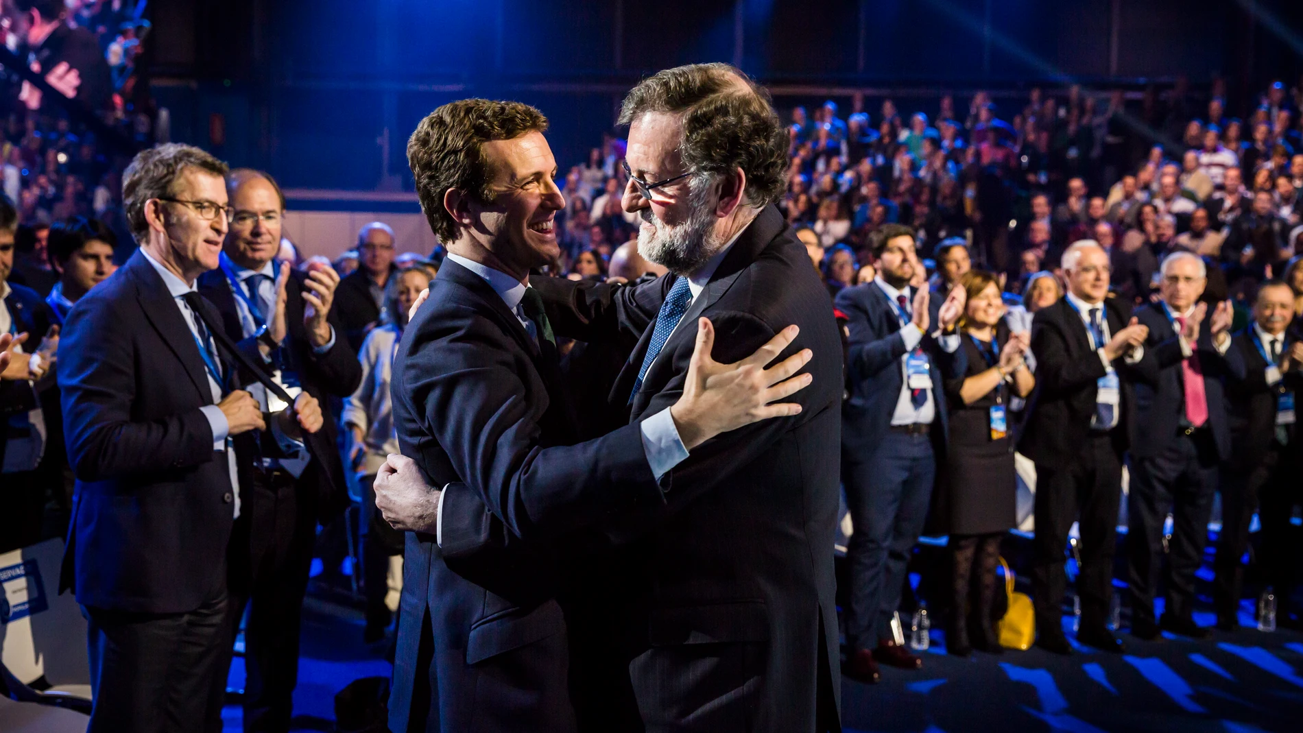 Mariano Rajoy y Pablo Casado, en la Convención Nacional del PP en 2019