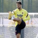 Luis Suárez, entrenándose con el Barcelona