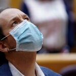 Pablo Iglesias, ayer, durante el Pleno que se celebró en el Senado