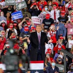 Donald Trump, durante un acto de campaña, ayer