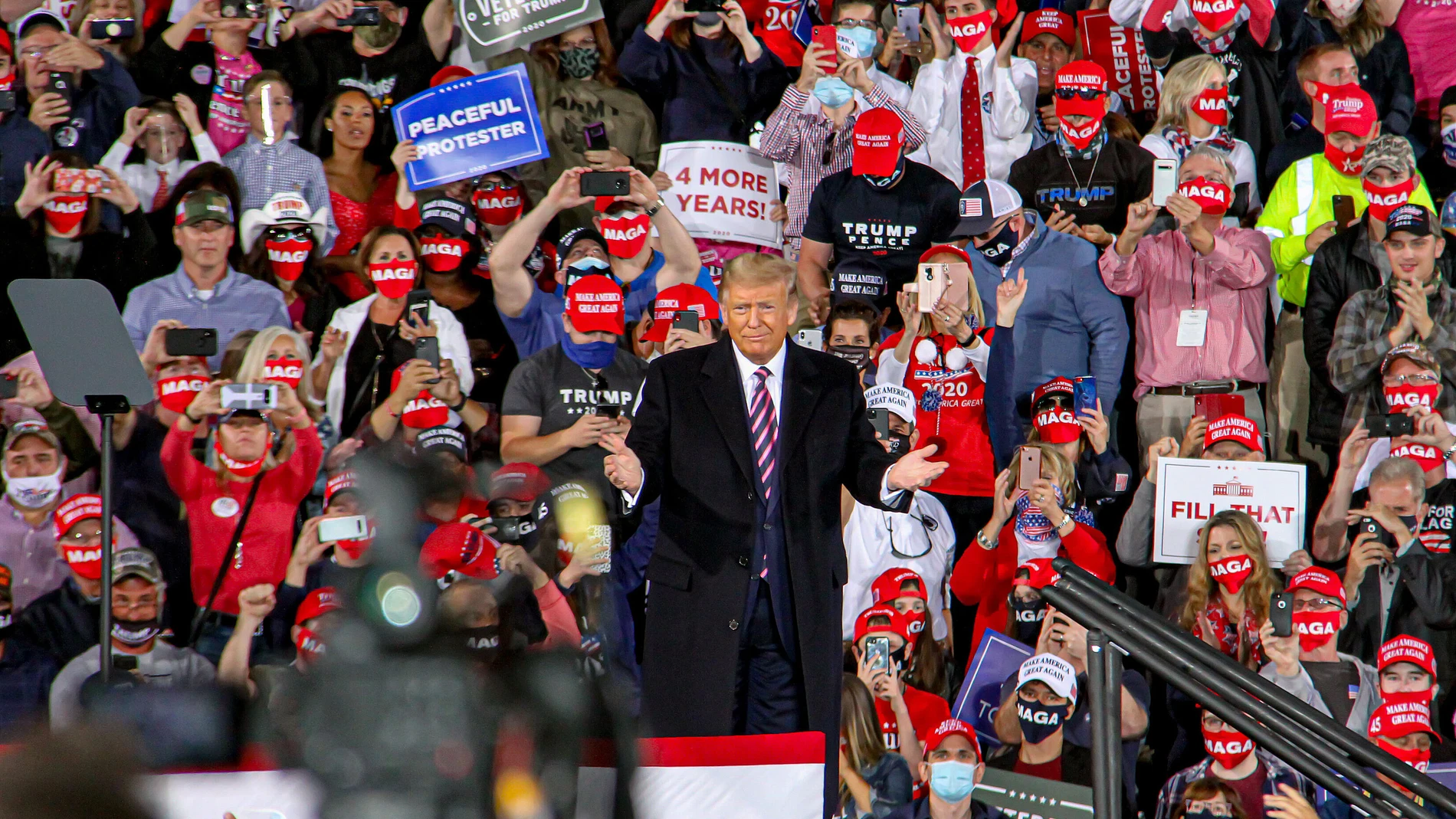 Donald Trump, durante un acto de campaña, ayer