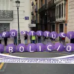 El Front Abolicionista durante una concentración en Valencia para exigir una ley que acabe &quot;con el sistema prostitucional&quot;