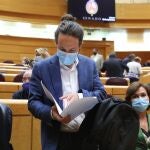 Pablo Iglesias en la sesión de control al gobierno en el Senado.