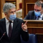 El ministro de Interior, Fernando Grande-Marlaska, durante la sesión de control al Gobierno en el Congreso