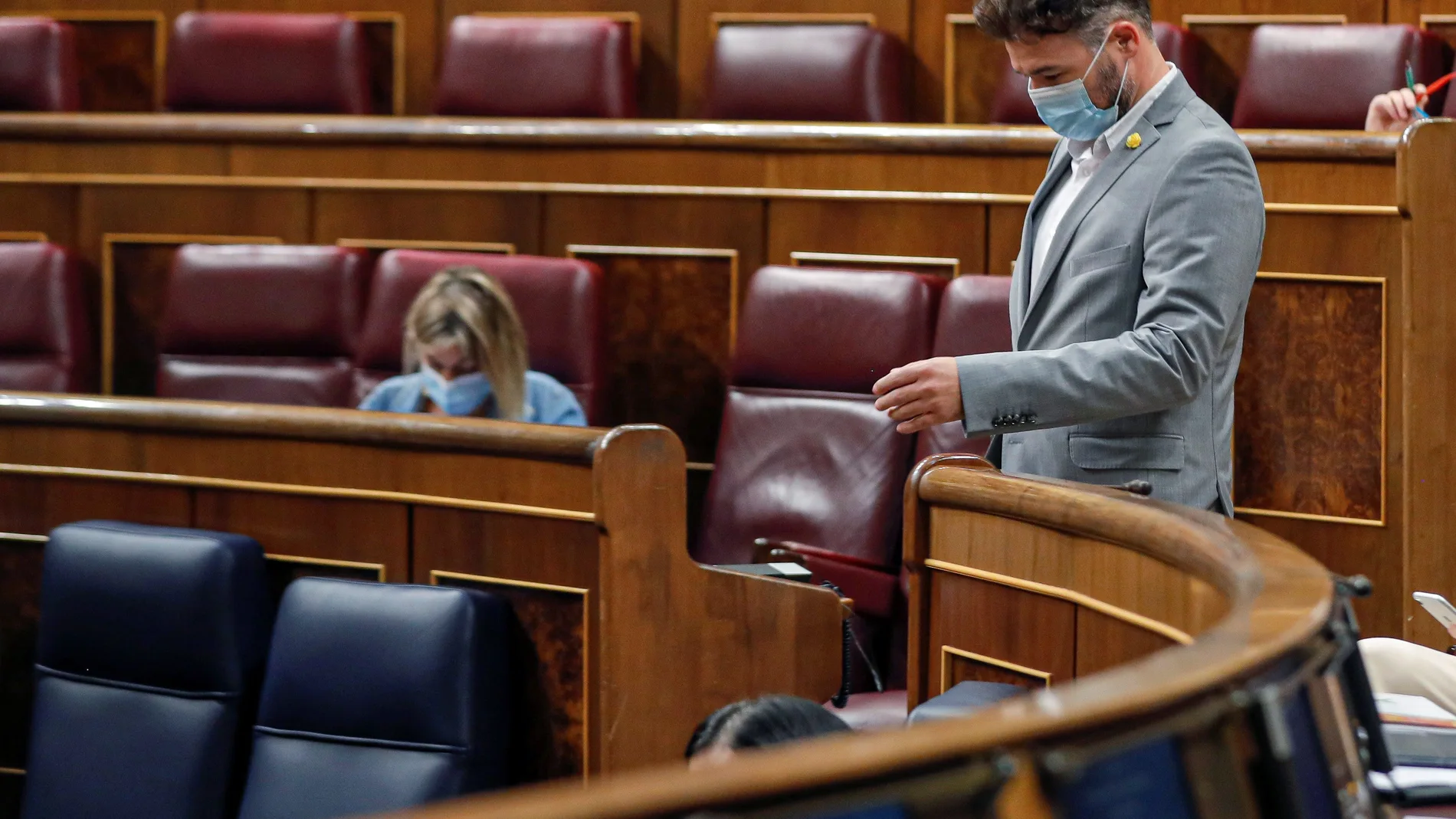 MADRID, 23/09/2020.- El portavoz de ERC, Gabriel Rufián, durante la sesión de control al Gobierno este miércoles en el Congreso. EFE/ Emilio Naranjo
