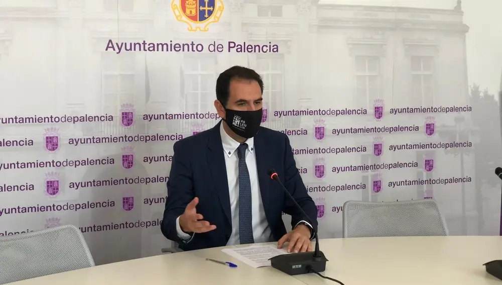 El alcalde de Palencia, Mario Simón, durante la rueda de prensa telemática.AYUNTAMIENTO DE PALENCIA23/09/2020