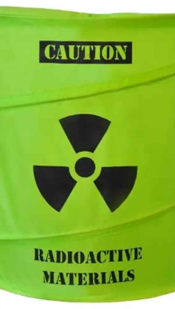 Divertido cesto para la ropa sucia material radiactivo