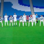Los jugadores del Al-Hilal antes de su partido contra el Shahr Khodrou de Irán, en la Liga de Campeones de Asia.