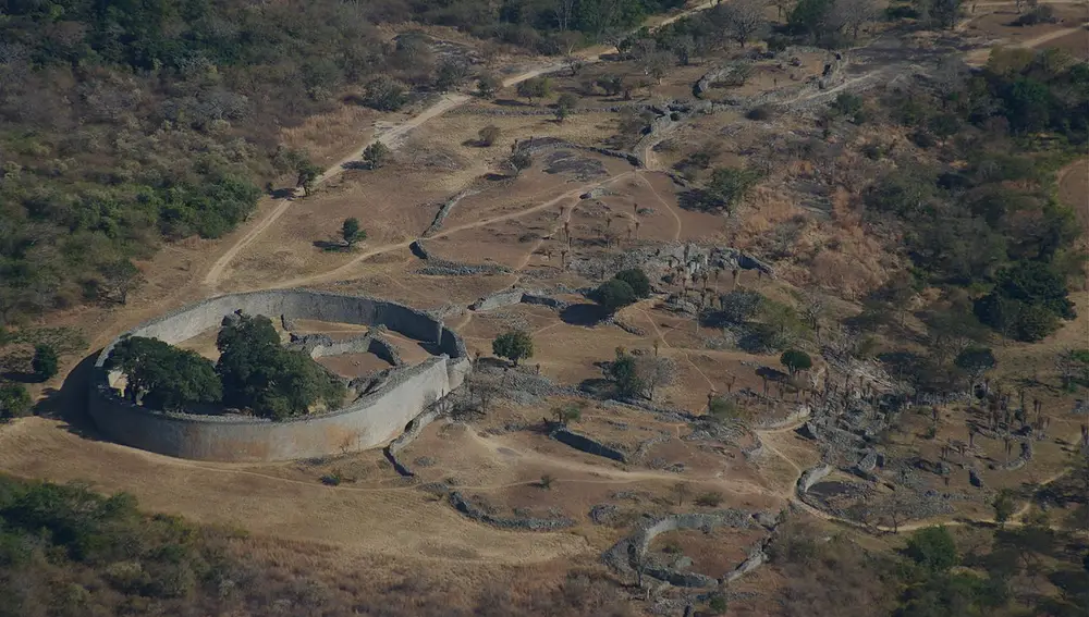 Aerial view of Great Zimbabwe.