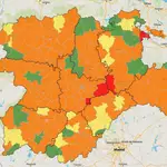 mapa de la situación epidemiológica actual en Castilla y León, con tan solo 27 zonas limpias de covid
