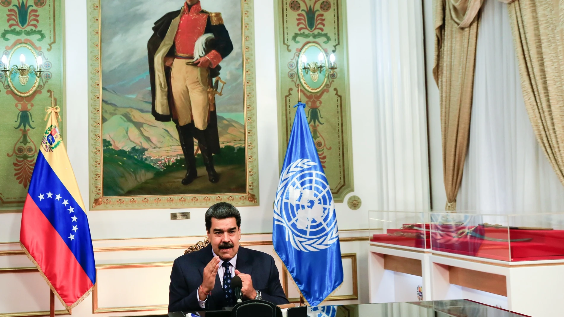 El presidente venezolano Nicolas Maduro mientras da una declaración en Caracas, Venezuela