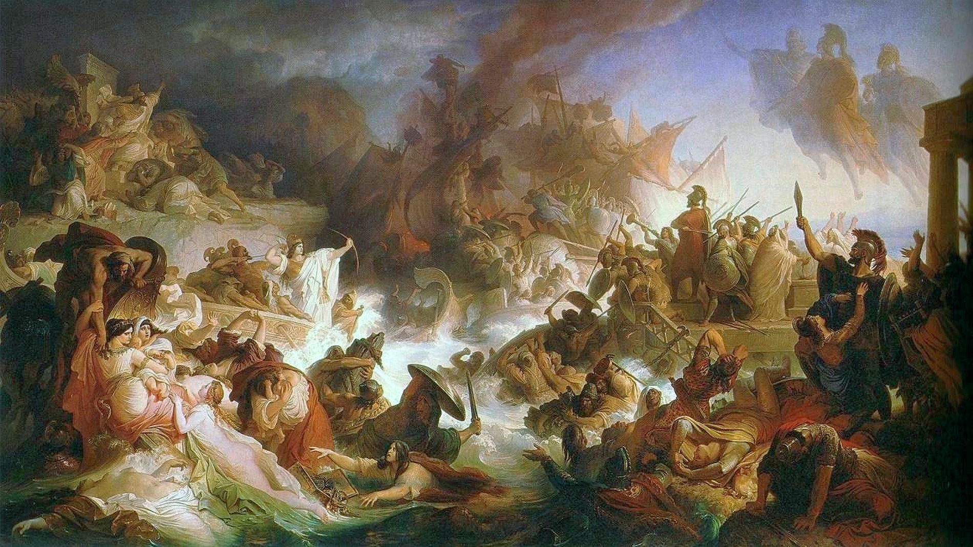 "La batalla de Salamina" (1868), óleo sobre tela de Wilhelm von Kaulbach