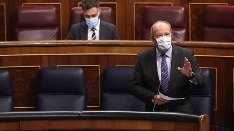 El ministro de Justicia, Juan Carlos Campo, ayer, durante su intervención en el Congreso