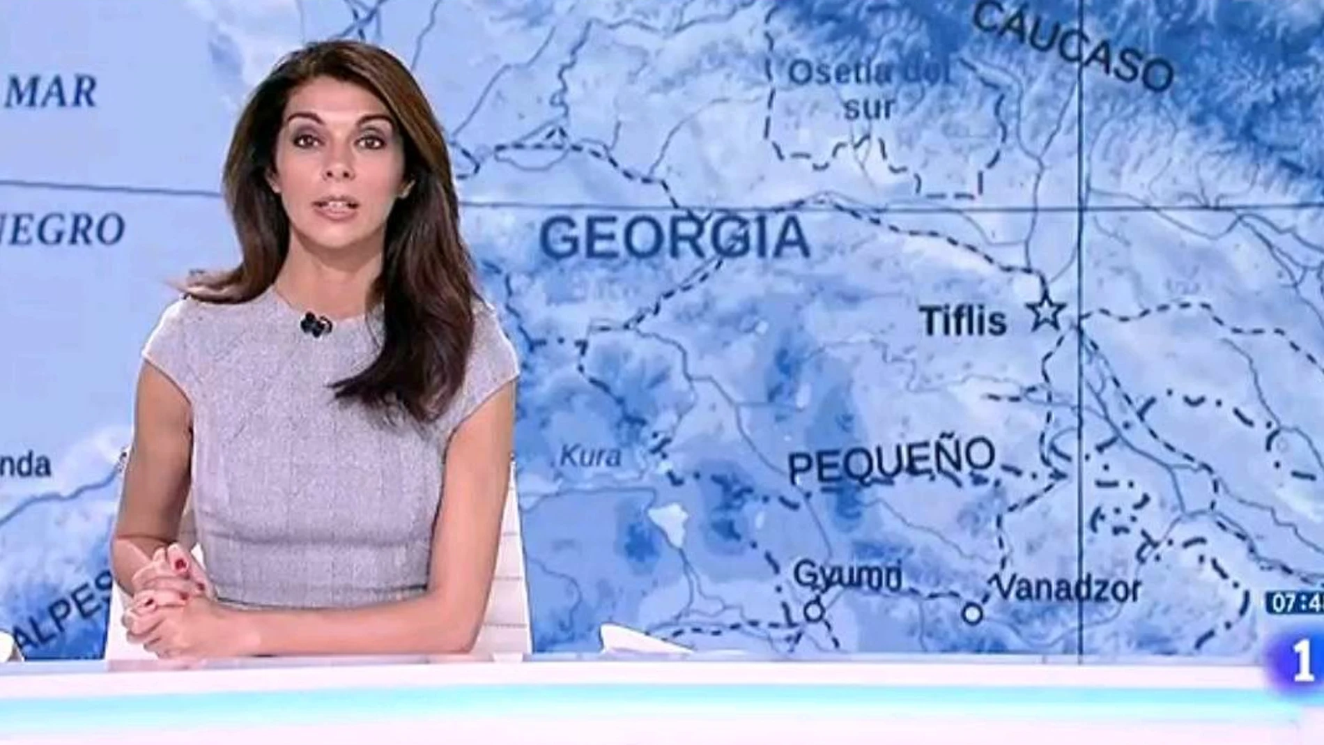 Telediario de TVE donde aparece el mapa de Georgia para hablar de Nagorno Karabaj