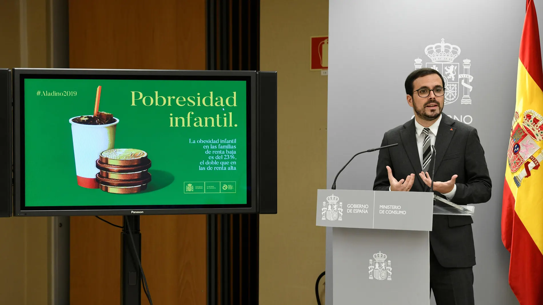 El ministro de Consumo, Alberto Garzón, durante la presentación a finales de septiembre del estudio "Vigilancia del crecimiento, alimentación, actividad física, desarrollo infantil y obesidad en España"