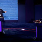 Donald Trump y Joe Biden en pleno debate el pasado martes
