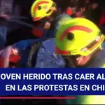 Joven herido tras caer a un río durante una protesta en Chile