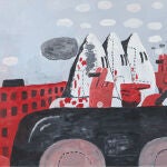 En el cuadro "Riding Around" pintado por Guston en 1962, tres encapuchados del KKK fuman puros subidos en un coche