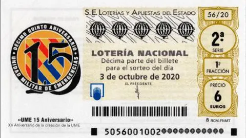 Décimo de Lotería Nacional del 3 de octubre del 2020