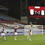 El Aston Villa celebra el 7-2 al Liverpool