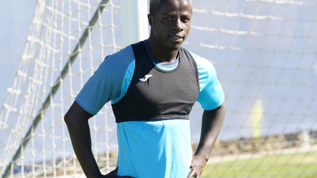 Amath en un entrenamiento con el Getafe.