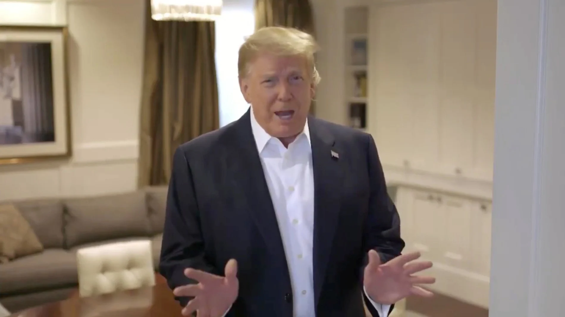 Donald Trump en una imagen de vídeo publcado por él mismo desde el Walter Reed