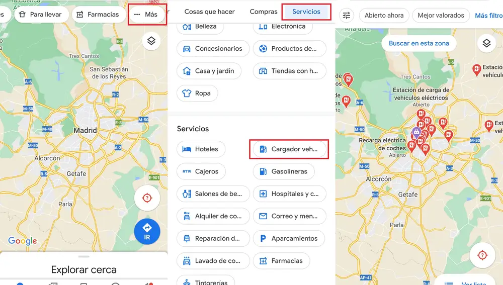 Cómo buscar estaciones de carga de coches eléctricos en Google Maps