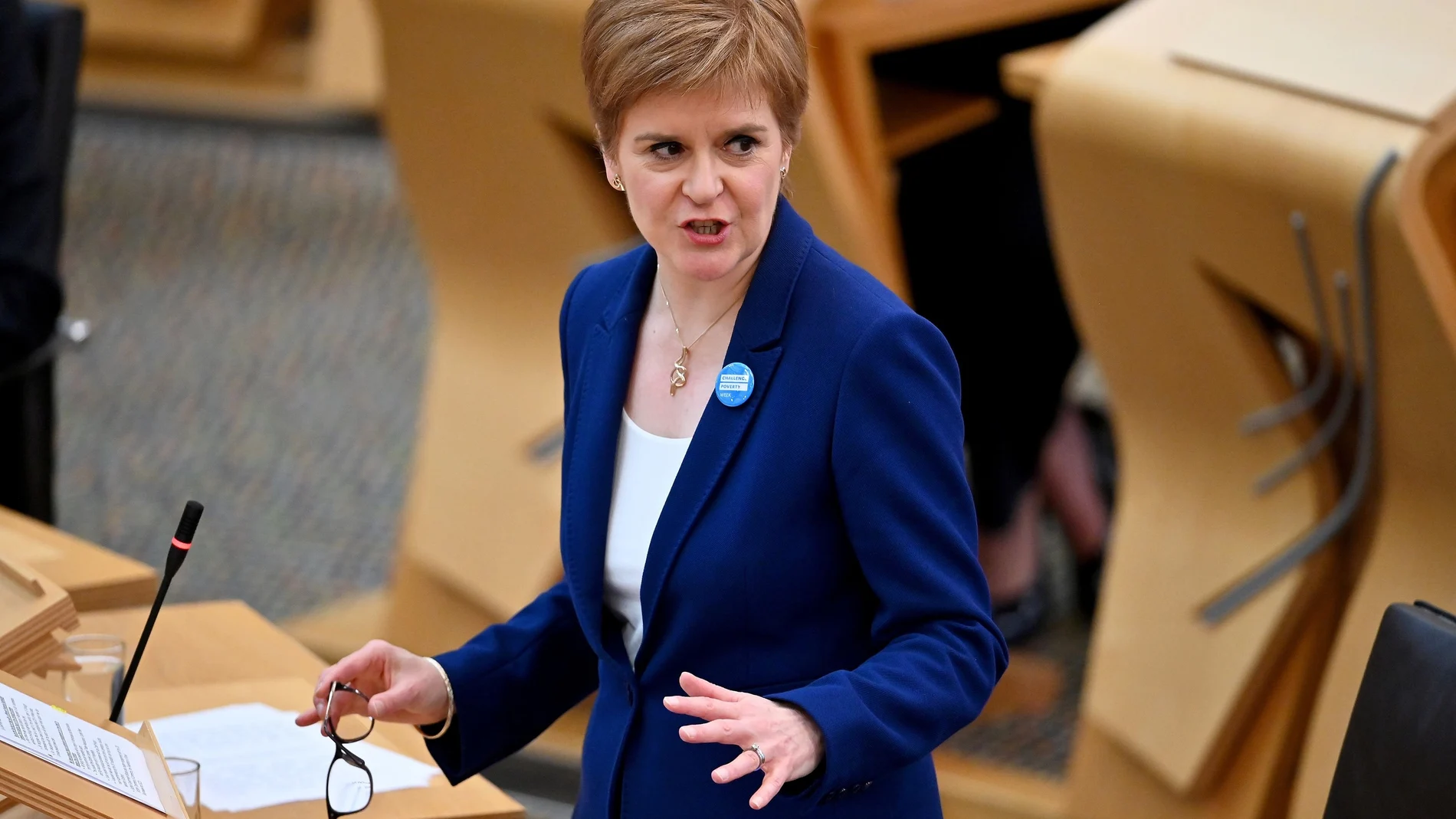 La ministra principal de Escocia, la nacionalista Nicola Sturgeon, en el Parlamento de Edimburgo