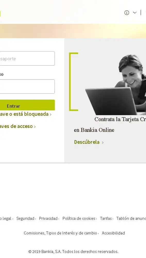Página fraude Bankia. Fuente: Oficina de Seguridad de Internauta