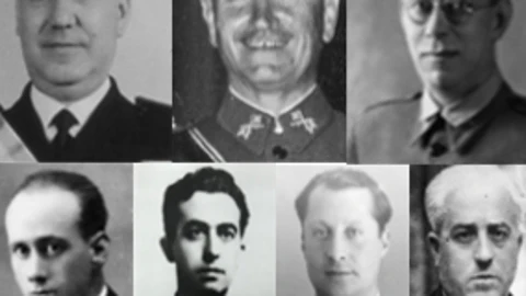Luis Carrero Blanco, Gonzalo Queipo de Llano, Emilio Mola, Eduardo Torroja, Onésimo Redondo, José Antonio Primo de Rivera y Juan Yagüe