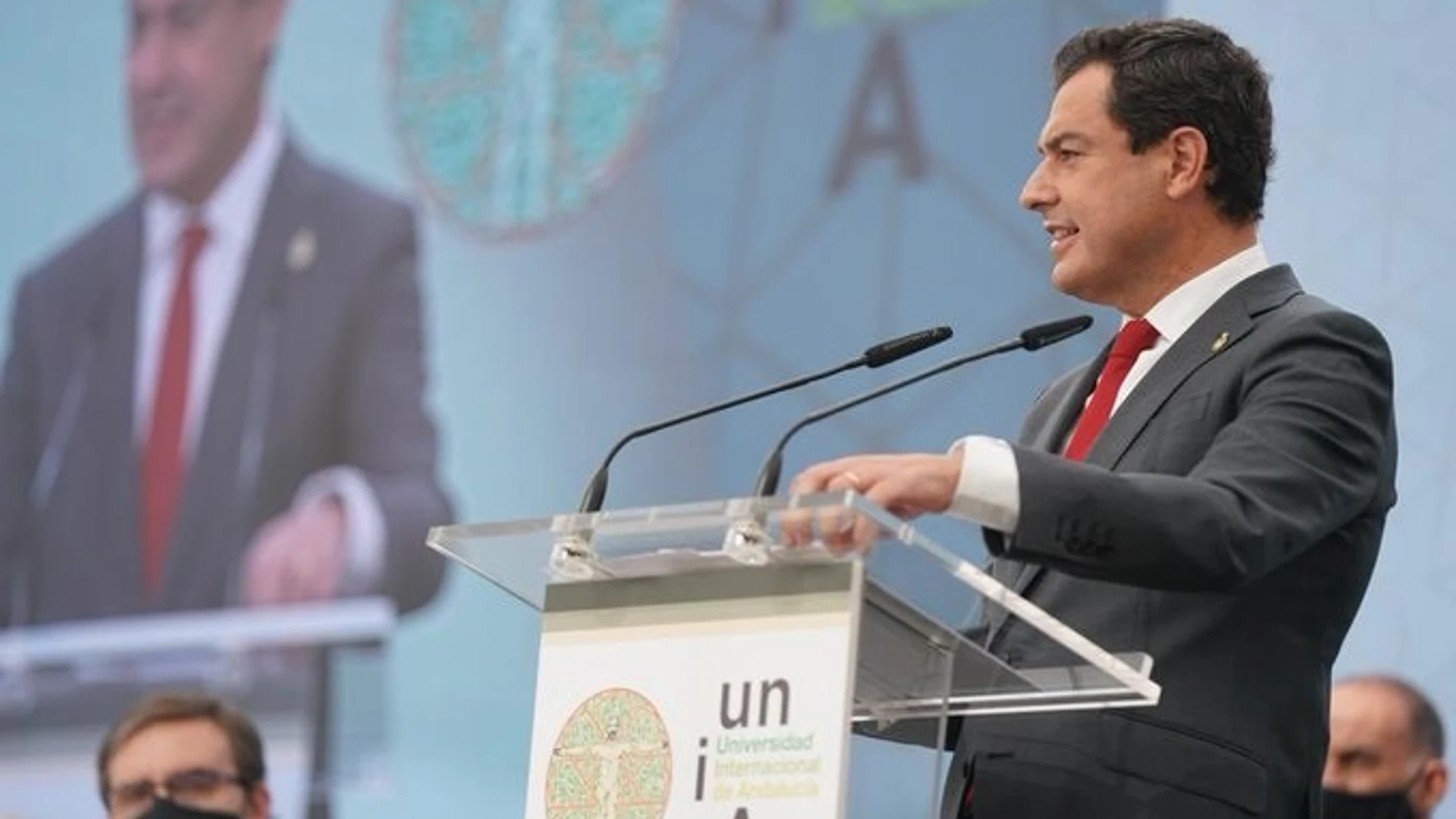 Moreno, en el acto de apertura del curso de la Universidad Internacional de Andalucía (UNIA) en La Rábida
