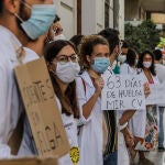 Imagen de una protesta de los médicos MIR de la Comunidad Valenciana en septiembre de 2020