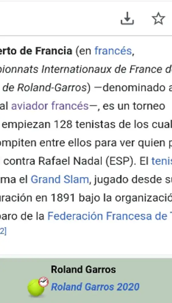 Wikipedia sobre Roland Garros