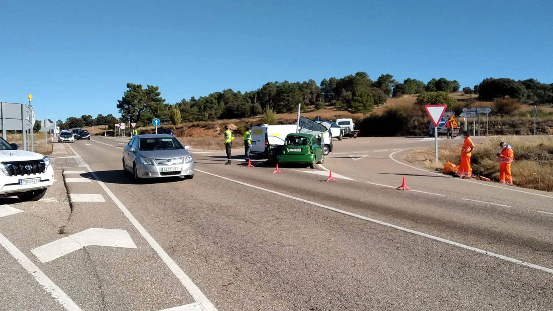 Imagen del accidente donde una mujer ha perdido la vida esta tarde en Soria
