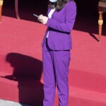 Irene Montero, durante el acto que se celebra en la plaza de la Armería del Palacio Real