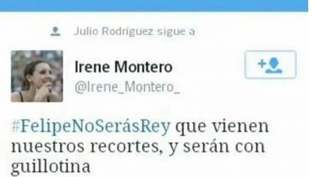 Irene Montero arremete contra Felipe VI en redes sociales
